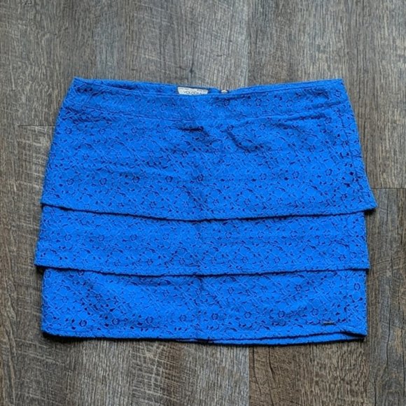 Volcom Blue Floral Lace Mini Skirt Summer - Picture 1 of 7